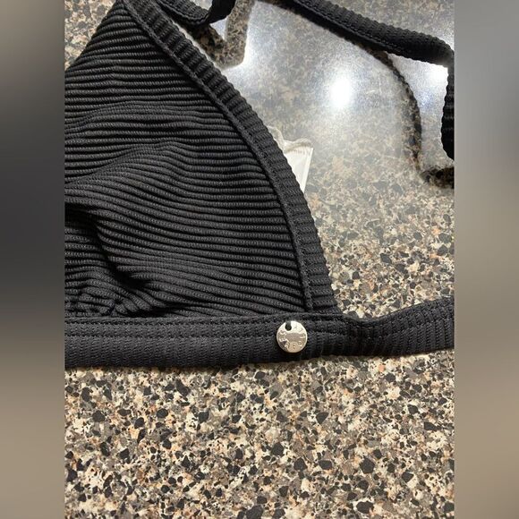 Seafolly NWT Essentials Fixed Triangle Bikini Top Black Size 6 - Picture 8 of 16